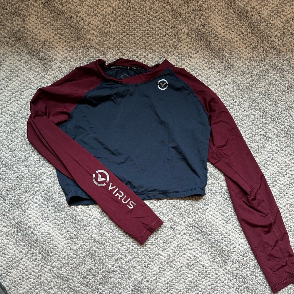 Virus rash guard - medium two tone rash guard - cropped rash guard